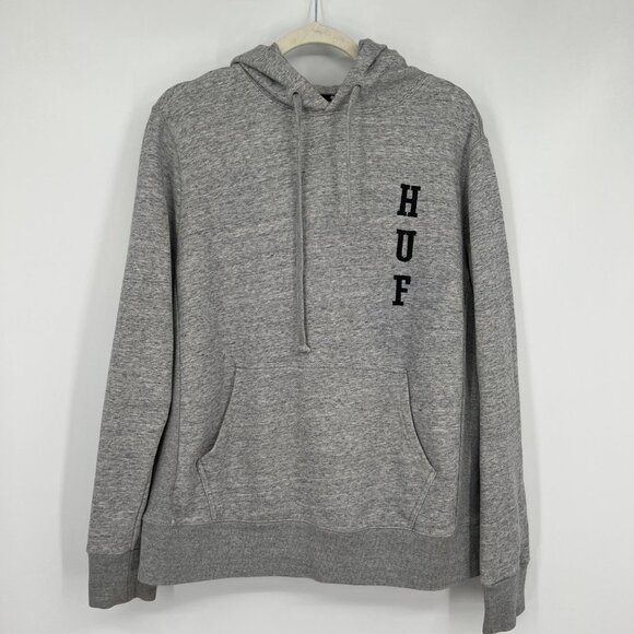 Huf Mens Hoodie Sweatshirt Sz M Cotton Gray Pullover - Picture 1 of 10